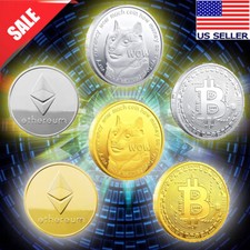 6 Bitcoin Dogecoin BitCoin Ethereum Commemorative Collectors Doge Souvenir Gift picture