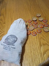 Vtg 1950's Hires Root Beer Advertising Bag & Lots of Cork-Lined Bottle Caps picture