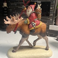 1996 House Of Hatton Santa’s Kingdom Figurine Santa Riding Moose - Susan Smith picture