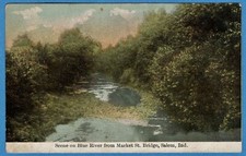 1909 Salem Indiana Blue River from Market St Bridge Post Card picture