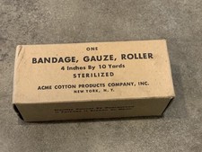 Vtg WW2 US Military Bandage Gauze Roller picture