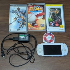 Sony PSP-3000 White Handheld Console Bundle W AC Adapter 4 Games Junk picture