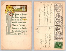 Easter Greetings Daffodils Poem Rust Craft Postcard picture