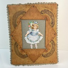 Antique Victorian Edwardian Die Cut Standing Valentine Card Handmade picture