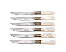 Vintage Raimond Sheffield England Fruit Knives Mother of Pearl Handles Set of 6 picture