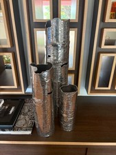 Rare Retired Michael Aram Aspen Bark Silver Chrome Metal 3-Piece Vase Set  picture