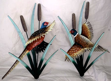 Great Set Vintage 3D Metal Wall Art Pheasants among Cattails picture