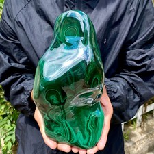 8.68LB Natural glossy Malachite transparent cluster rough mineral sample picture