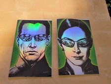 FAME: KEANU REEVES  SDCC EXCLUSIVE URIBE Neo/Trinity Set SDCC W/COA NM LTD 75 picture