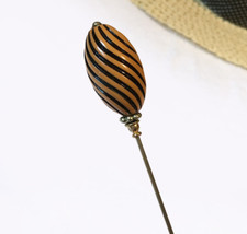 Long Simple HATPIN with Butterscotch Fashion Bead on Gold Finish Setting - 10 in picture