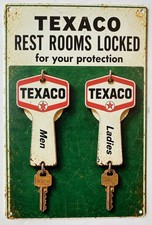 Texaco Gasoline Gas & Oil Sign - Texas Fuel Company - Vintage Restrooms picture