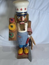 Vintage Steinbach Head Chef Cook Nutcracker 20” Wood Kitchen Utensils Rare picture