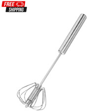 Rotary Hand Push Egg Whisk, Stainless Steel Mixer for Whisking Beating Frothing picture