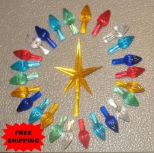 25 Ceramic Christmas Tree Med/Large Twist Light Bulbs YELLOW Star  *FREE SHIP* picture