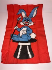 VINTAGE MAGICIAN COTTON SCARF RABBIT TOP HAT MAGIC TRICK PROP RED CLOTH picture