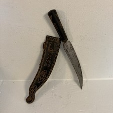 Taiwan Paiwan Knife Or Sword With Figural Relief Carvings On Scabbard Rare picture