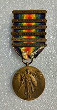 Navy United States WWI Victory Medal period-assembled with 6 Navy service clasps picture