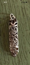 Vintage Sterling Silver Jewish Mezuzah Charm Pendant Amulet Handmade In Israel picture