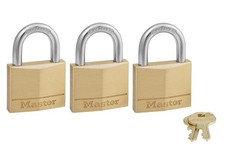Master Lock 140TRI Brass Padlock - 3 Pack - Keyed Alike - Security Level 4 picture