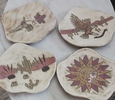 Design  By MARA Mexico Pottery Stoneware  Set /4 Dinner Plates Unique Art Images picture