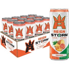 REIGN Storm Tropical Energy Drink Blood Orange Pineapple 12 fl oz 12 Pack picture