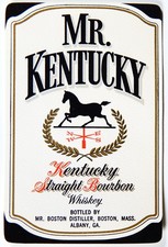 1960s MR. KENTUCKY STRAIGHT BOURBON WHISKEY BOTTLE LABEL VINTAGE 2.5
