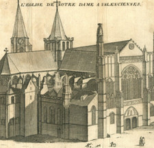 1720 original L'EGLISE DE NOTRE DAME A VALENCIENNES by Jacobus Harrewijn picture