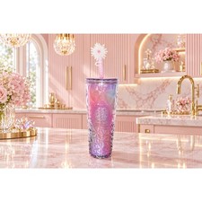 Starbucks Wicked Glinda Upland Pink Prism Cold Cup Tumbler 24oz NWT picture