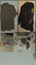 Vintage 1964 US Army Green Jacket Khaki Shirt Estate Lot Vietnam CIB SFC 38R 40R picture