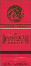Caesar's Steak House Calgary Alberta Vintage Matchbook Cover 1960s-70s picture