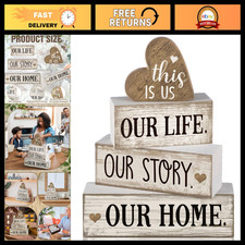 4 Pcs Farmhouse Table Decor - Home Sweet Home Heart Accent, Rustic Charm picture