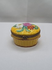 Limoges Chamart Piotet France Signed Trinket Box Flowers Bouquet Rings Earings  picture