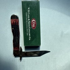 2001 Case XX 6111 1/2 Cheetah Silver Script Cranberry Bone Folding Pocket Knife picture
