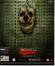 2008 Condemned 2 Bloodshot Video Game Vintage Print Ad Creepy Scary Clown Mask picture