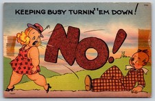 Vintage Postcard, Humor, Keeping Busy Turnin' 'em Down picture