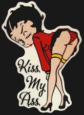 BETTY BOOP STICKER “KISS MY ASS” 4”￼ 5 1/2” SUPER HOT SEXY BETTY BOOP picture