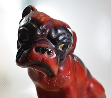ENGLISH BULLDOG RED DOG CHALKWARE VINTAGE 1950's MATCH HOLDER 8-1/2