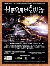 2002 Hegemonia Legions Of Iron PC Original Advertisement / Retro Promo v2 picture