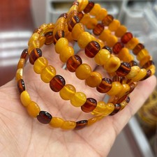 1pc Baltic Honey Amber Beaded Beautiful Stretch Bracelet blood amber 10mm picture
