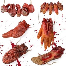 6Pcs Scary Halloween Realistic Bloody Body Parts Haunted House Prop Set Decor picture