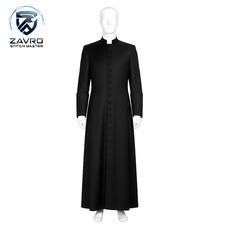 Custom Black Roman Cassock Soutane Noire Clergy Priest Robe Catholic Vestment picture