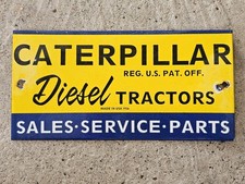 VINTAGE 1950'S CATERPILLAR DIESEL TRACTORS SALES SERVICE PORCELAIN SIGN 10