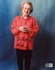 DR. RUTH WESTHEIMER SIGNED 8x10 PHOTO LEGENDARY SEX THERAPIST RARE BECKETT BAS picture