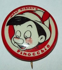 Vintage Original 1930's Kay Kamen Pinocchio Walt Disney  Pin Rare Button picture