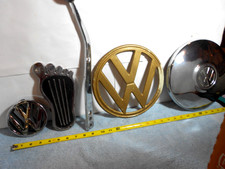 5 PIECE VW VOLKSWAGEN HOOD EMBLEM BADGE -HUB CAP + HURST SHIFTER +PEDAL PAD SIGN picture
