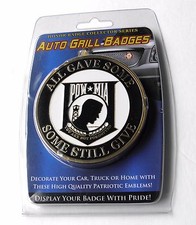 POW MIA METAL ENAMEL CAR GRILL GRILLE AUTO MEDALLION 3.1 INCHES GREAT QUALITY picture