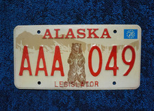 1976 ALASKA - 49th State - Legislator License Plate Low Digit # AAA - 049 picture