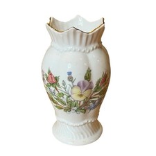 AYNSLEY WILD TUDOR VASE FINE BONE CHINA WINDSOR VASE Floral 4.5” Gold Trim picture