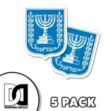 Emblem of Israel Coat of Arms Sticker Self Adhesive 3 inch flag Decals 5pk picture
