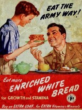 EAT THE ARMY WAY EAT MORE ENRICHED BREAD HEAVY DUTY USA MADE METAL ADV SIGN picture